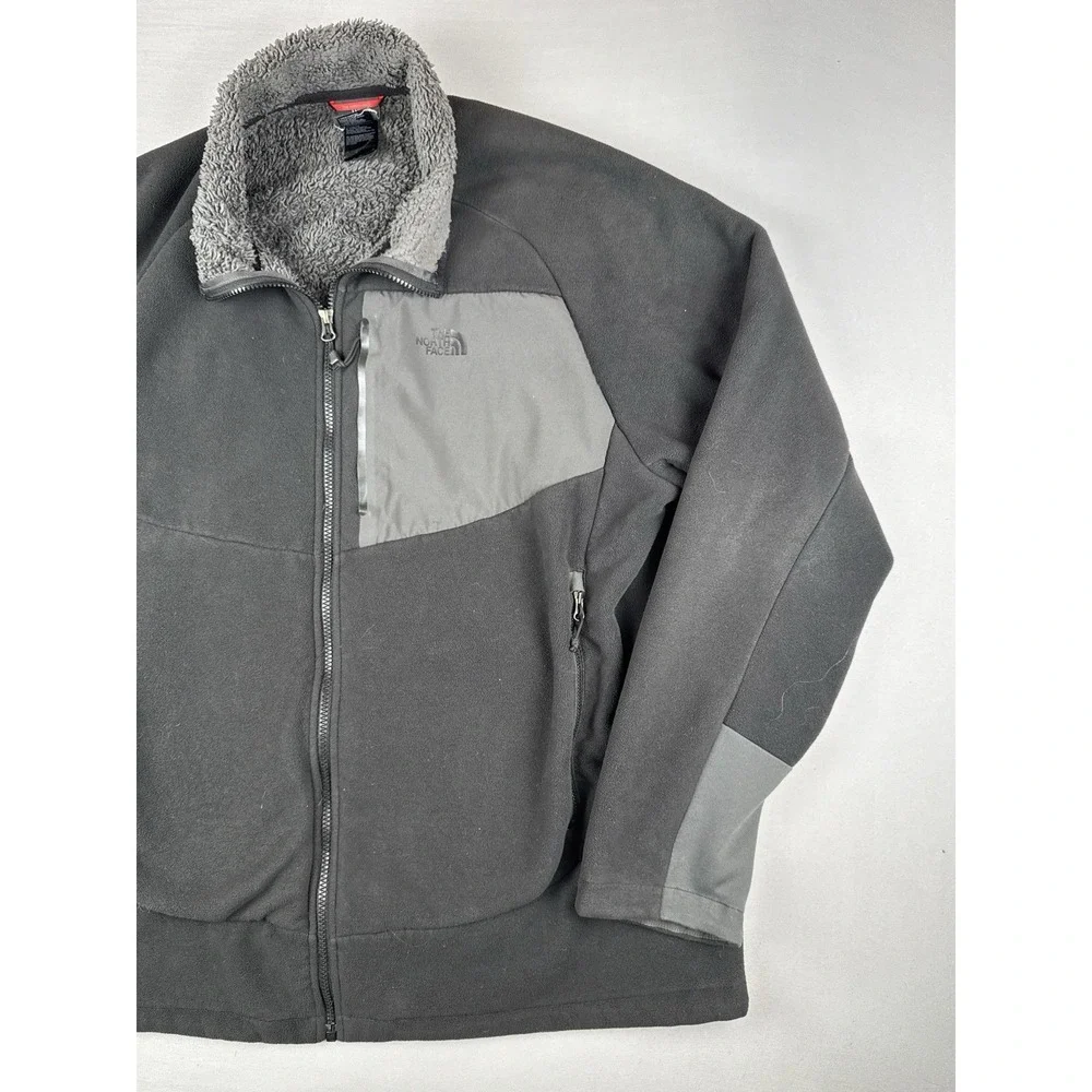 The North Face Sherpa Fleece Jacket 2XL Gray Full Zip Heavyweight Outdoor